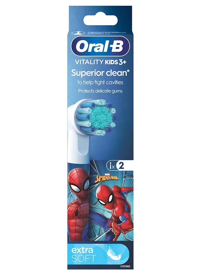 Oral-B Kids Vitality Superior Clean Rechargeable Electric Toothbrush Heads, Spiderman, 3+ Years, 1 Count